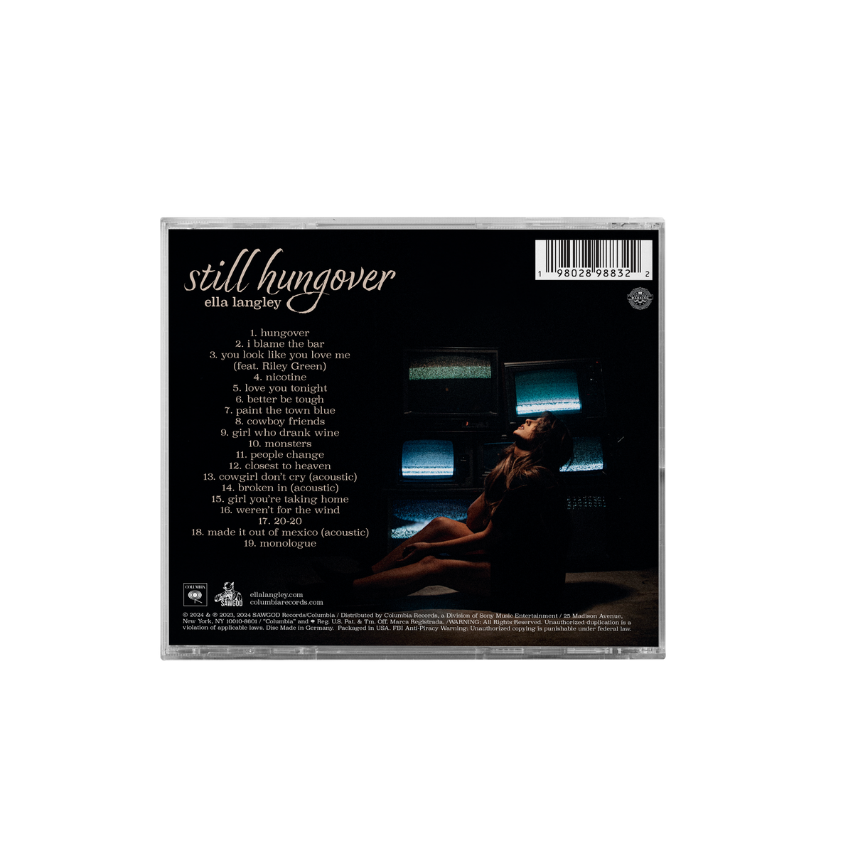 Ella Langley 'Still Hungover' CD back view.